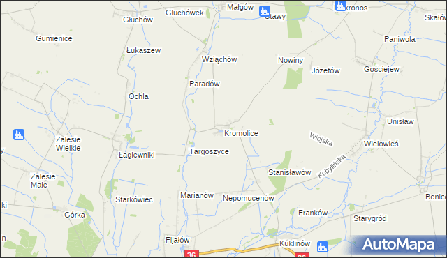 mapa Kromolice gmina Pogorzela, Kromolice gmina Pogorzela na mapie Targeo