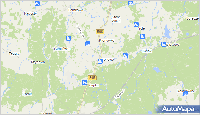 mapa Kronowo gmina Barczewo, Kronowo gmina Barczewo na mapie Targeo