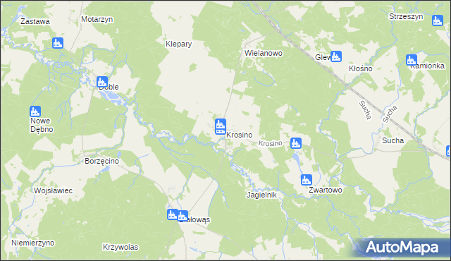 mapa Krosino gmina Grzmiąca, Krosino gmina Grzmiąca na mapie Targeo