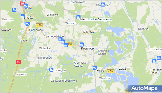 mapa Krośnice powiat milicki, Krośnice powiat milicki na mapie Targeo