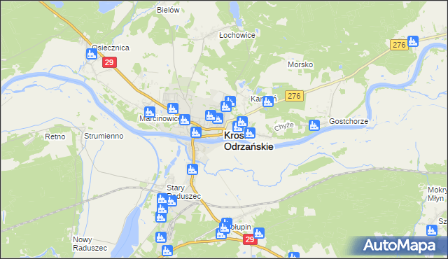 mapa Krosno Odrzańskie, Krosno Odrzańskie na mapie Targeo