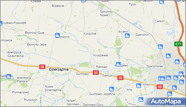 mapa Kruszewie, Kruszewie na mapie Targeo