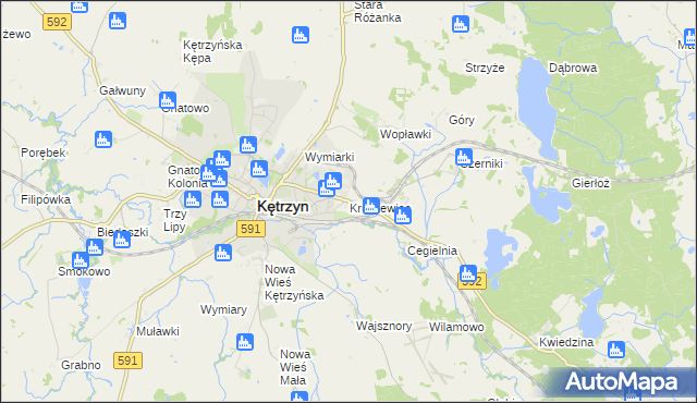 mapa Kruszewiec gmina Kętrzyn, Kruszewiec gmina Kętrzyn na mapie Targeo