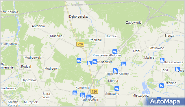 mapa Kruszewiec-Kolonia, Kruszewiec-Kolonia na mapie Targeo