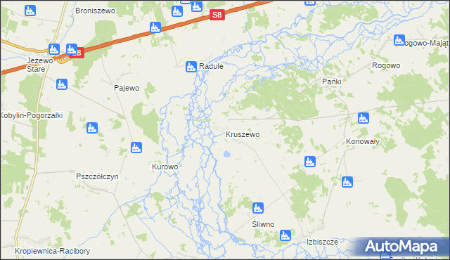 mapa Kruszewo gmina Choroszcz, Kruszewo gmina Choroszcz na mapie Targeo