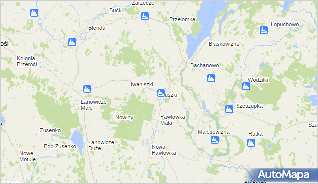 mapa Kruszki gmina Przerośl, Kruszki gmina Przerośl na mapie Targeo