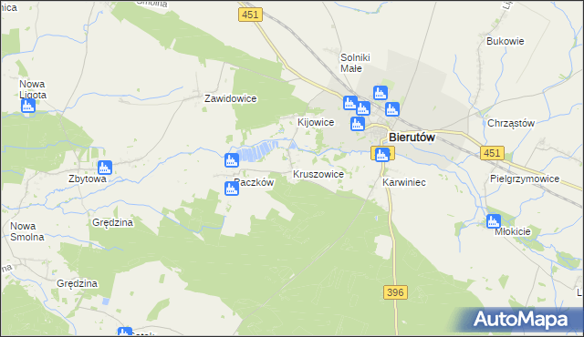 mapa Kruszowice, Kruszowice na mapie Targeo