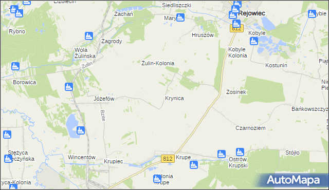 mapa Krynica gmina Krasnystaw, Krynica gmina Krasnystaw na mapie Targeo