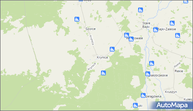 mapa Krynica gmina Trzcianne, Krynica gmina Trzcianne na mapie Targeo