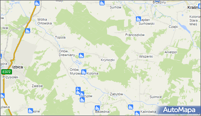 mapa Kryniczki, Kryniczki na mapie Targeo