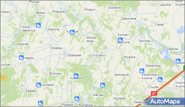 mapa Krzcięcin, Krzcięcin na mapie Targeo