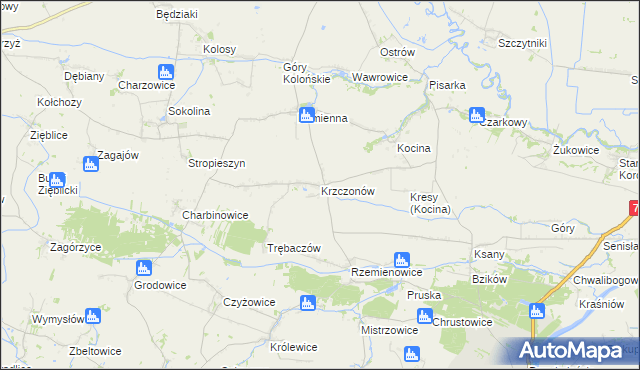 mapa Krzczonów gmina Opatowiec, Krzczonów gmina Opatowiec na mapie Targeo