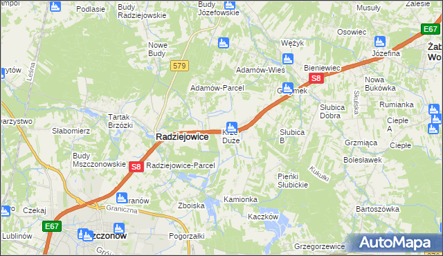 mapa Krze Duże, Krze Duże na mapie Targeo