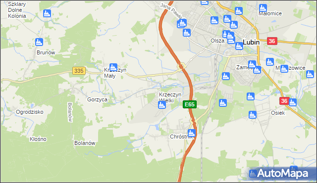 mapa Krzeczyn Wielki, Krzeczyn Wielki na mapie Targeo