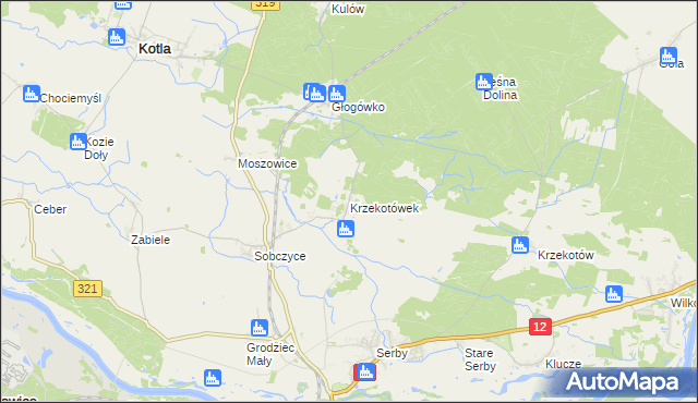 mapa Krzekotówek, Krzekotówek na mapie Targeo