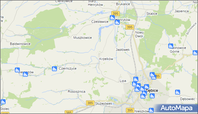 mapa Krzelków, Krzelków na mapie Targeo