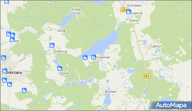 mapa Krzemień gmina Dobrzany, Krzemień gmina Dobrzany na mapie Targeo