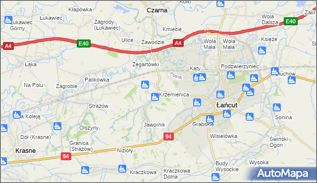 mapa Krzemienica gmina Czarna, Krzemienica gmina Czarna na mapie Targeo