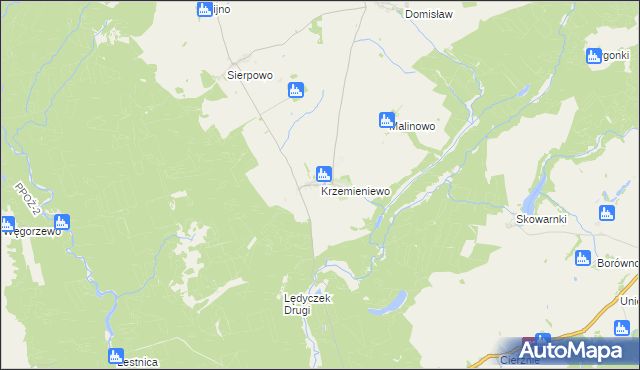mapa Krzemieniewo gmina Czarne, Krzemieniewo gmina Czarne na mapie Targeo