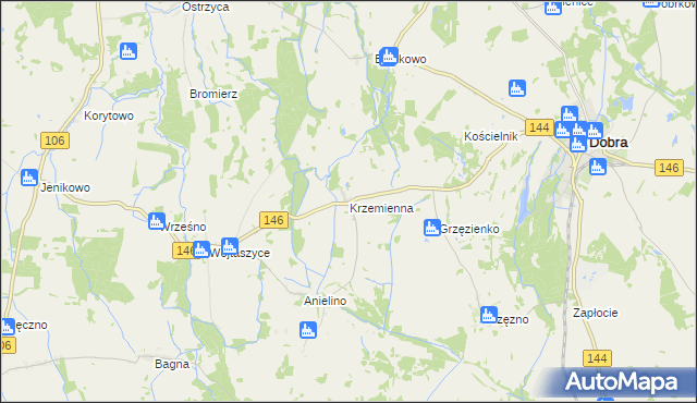 mapa Krzemienna gmina Dobra, Krzemienna gmina Dobra na mapie Targeo