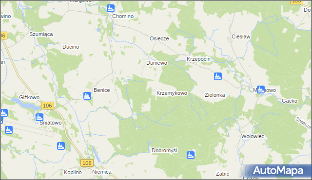 mapa Krzemykowo, Krzemykowo na mapie Targeo