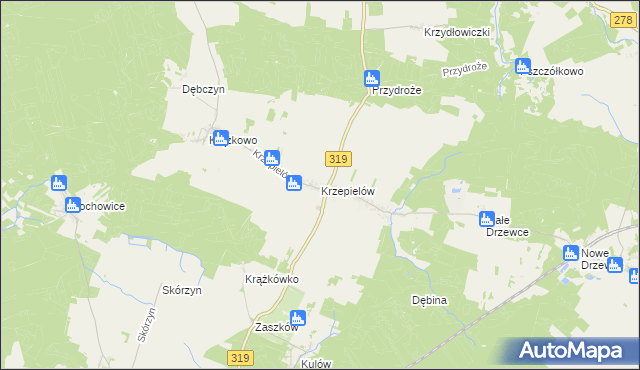 mapa Krzepielów, Krzepielów na mapie Targeo