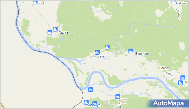 mapa Krzesin gmina Cybinka, Krzesin gmina Cybinka na mapie Targeo