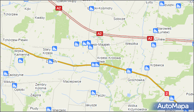 mapa Krzesk-Królowa Niwa, Krzesk-Królowa Niwa na mapie Targeo