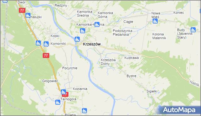 mapa Krzeszów Dolny, Krzeszów Dolny na mapie Targeo