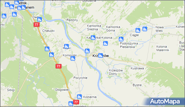 mapa Krzeszów powiat niżański, Krzeszów powiat niżański na mapie Targeo