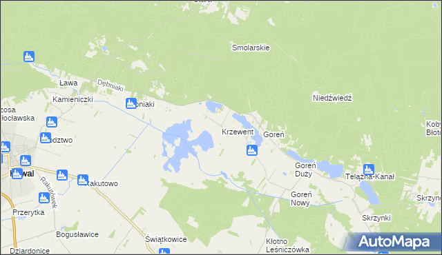 mapa Krzewent, Krzewent na mapie Targeo