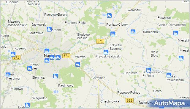 mapa Krzyczki-Żabiczki, Krzyczki-Żabiczki na mapie Targeo