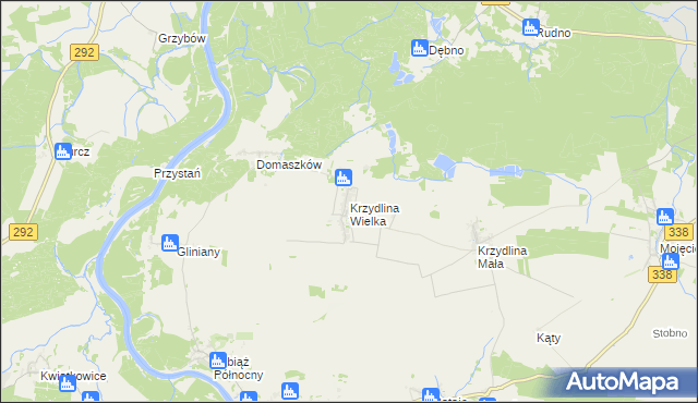 mapa Krzydlina Wielka, Krzydlina Wielka na mapie Targeo