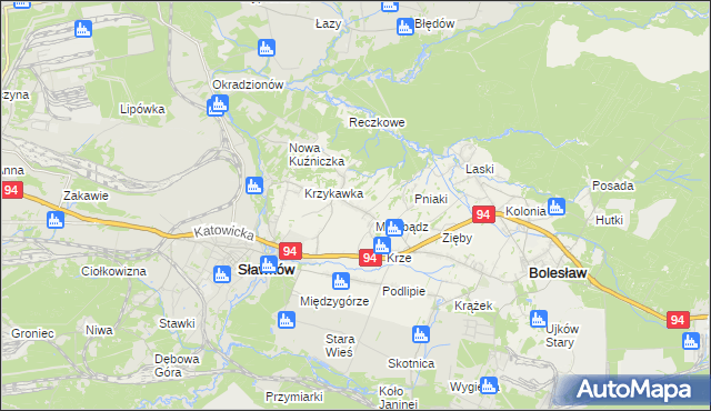 mapa Krzykawa, Krzykawa na mapie Targeo