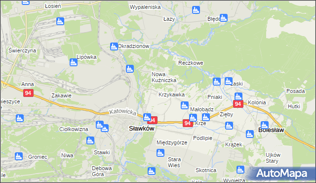 mapa Krzykawka, Krzykawka na mapie Targeo