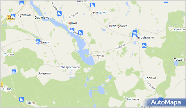 mapa Krzynki, Krzynki na mapie Targeo