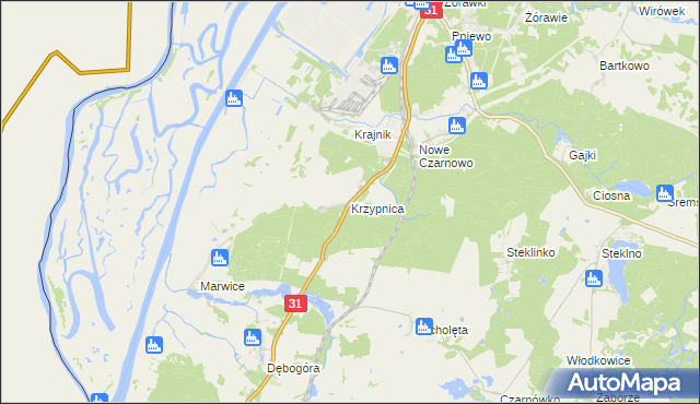 mapa Krzypnica, Krzypnica na mapie Targeo