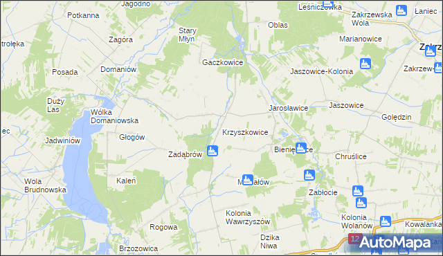 mapa Krzyszkowice gmina Przytyk, Krzyszkowice gmina Przytyk na mapie Targeo