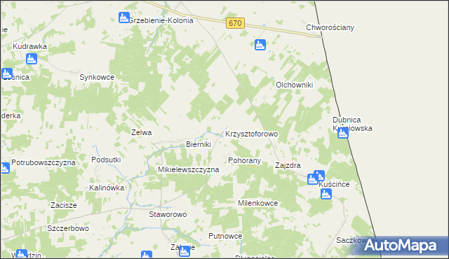 mapa Krzysztoforowo, Krzysztoforowo na mapie Targeo