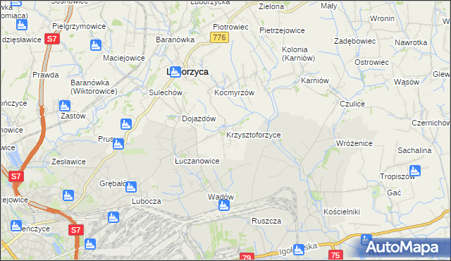 mapa Krzysztoforzyce, Krzysztoforzyce na mapie Targeo