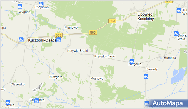 mapa Krzywki-Piaski, Krzywki-Piaski na mapie Targeo