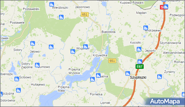 mapa Krzywólka gmina Szypliszki, Krzywólka gmina Szypliszki na mapie Targeo