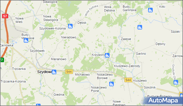 mapa Krzywonoś, Krzywonoś na mapie Targeo