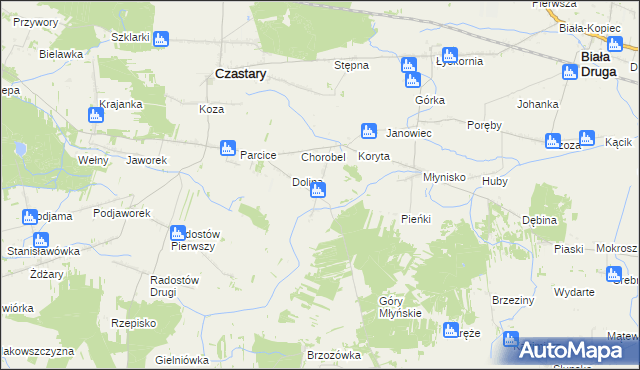 mapa Krzyż gmina Czastary, Krzyż gmina Czastary na mapie Targeo