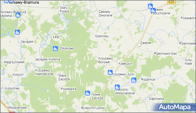 mapa Krzyżewo Borowe, Krzyżewo Borowe na mapie Targeo