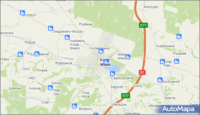 mapa Książ Wielki, Książ Wielki na mapie Targeo