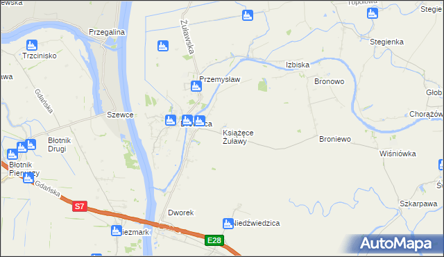mapa Książęce Żuławy, Książęce Żuławy na mapie Targeo