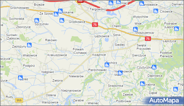 mapa Książnice gmina Gdów, Książnice gmina Gdów na mapie Targeo