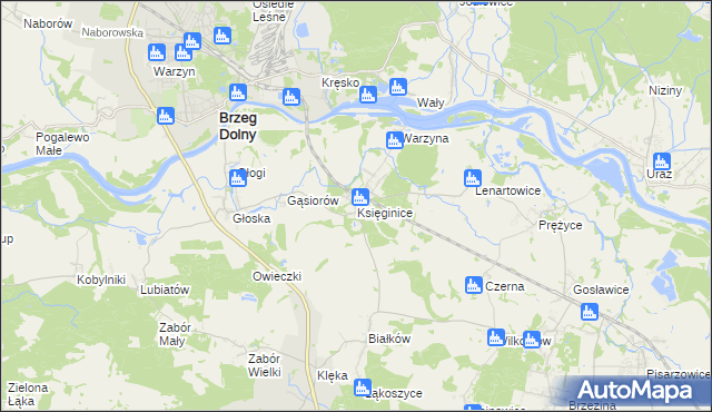 mapa Księginice gmina Miękinia, Księginice gmina Miękinia na mapie Targeo