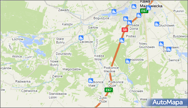 mapa Księża Wola, Księża Wola na mapie Targeo